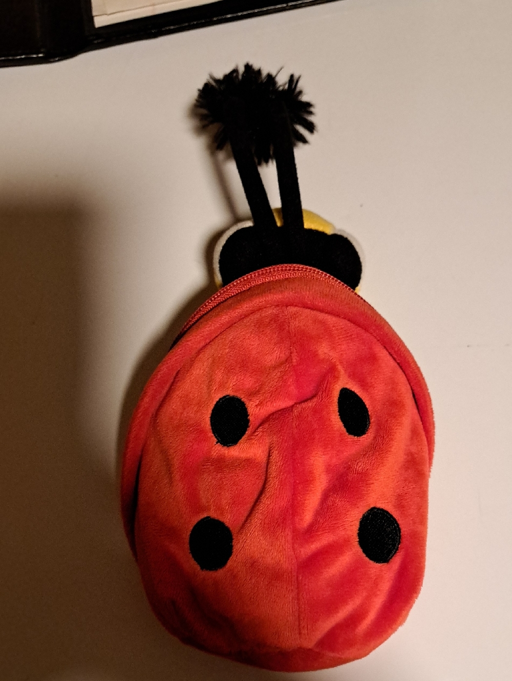 Plush Ladybug Child's Pouch - Red with Black Spots